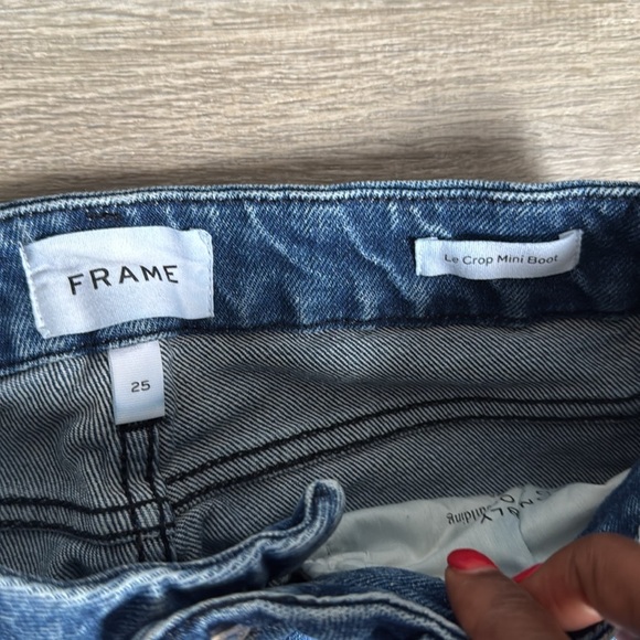 Frame Denim Le Crop Mini Boot Jeans  Huntdale LCMBRA118 Flare Leg Raw Hem - Picture 6 of 12